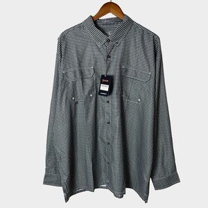 HEYBO Outdoors Beaufort Performance Fishing Shirt Charcoal Plaid Size XL NWT